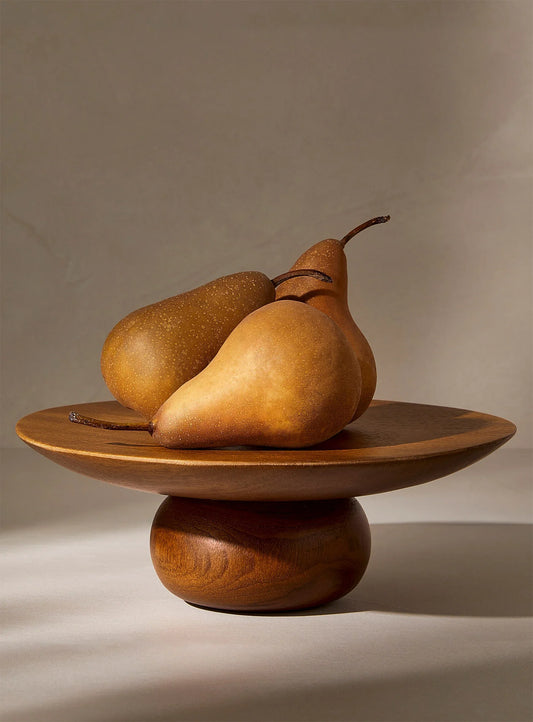 Plateau à gâteau en bois de teck