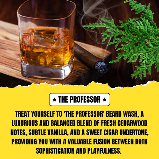 The Professor Beard Wash (150ml) – Cedarwood, Vanilla & Sweet Cigar | Gentle Cleansing Beard Shampoo | Dr. Chris Schneider Collaboration