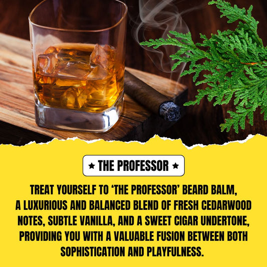 The Professor Beard Balm (56g) – Cedarwood, Vanilla & Sweet Cigar | Strong Hold & Styling Balm | Dr. Chris Schneider Collaboration