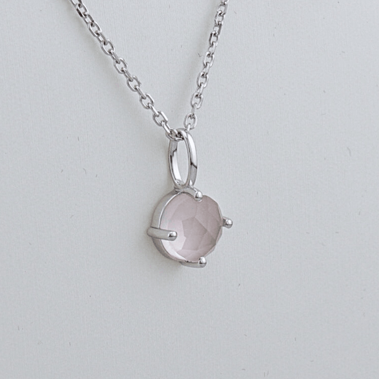 Collier et Quartz rose en argent sterling