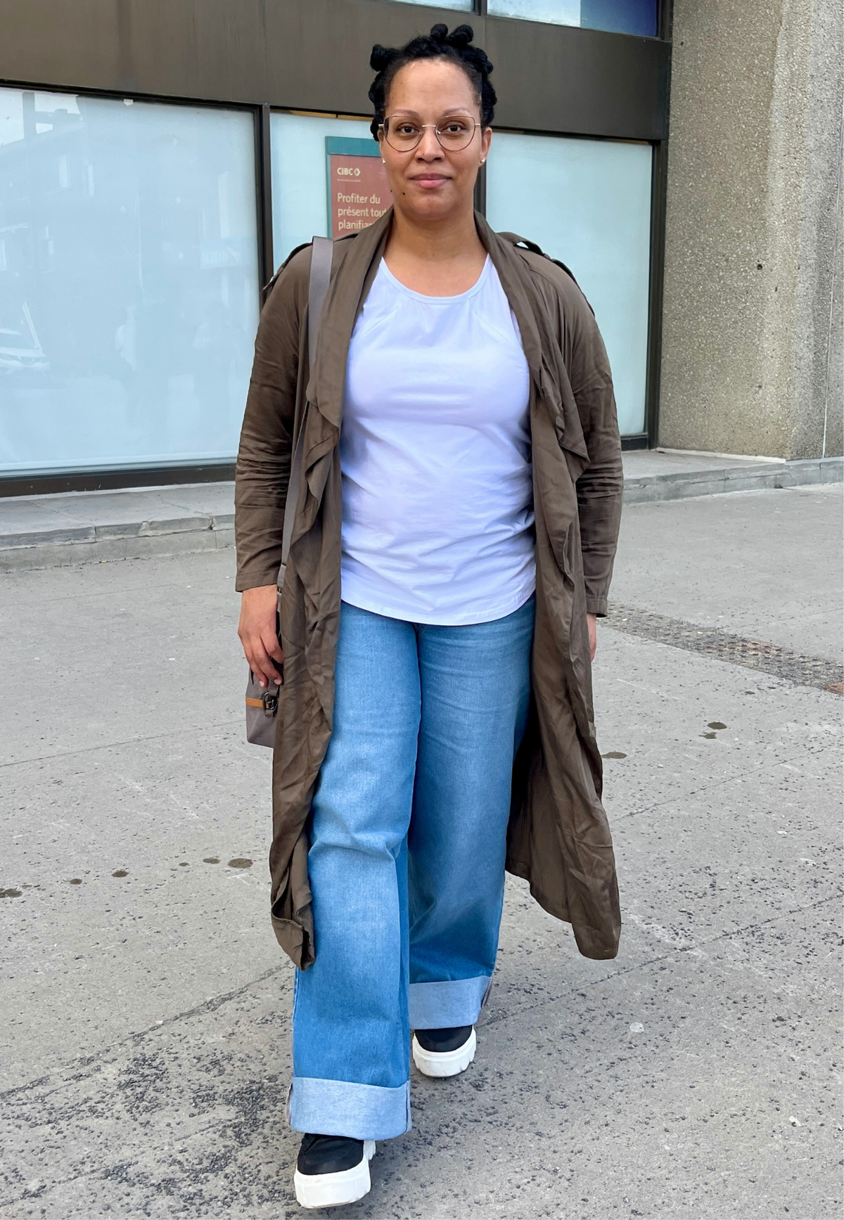 Maternity Roll Cuff Wide Leg Jean w/ Bellyband in Willa