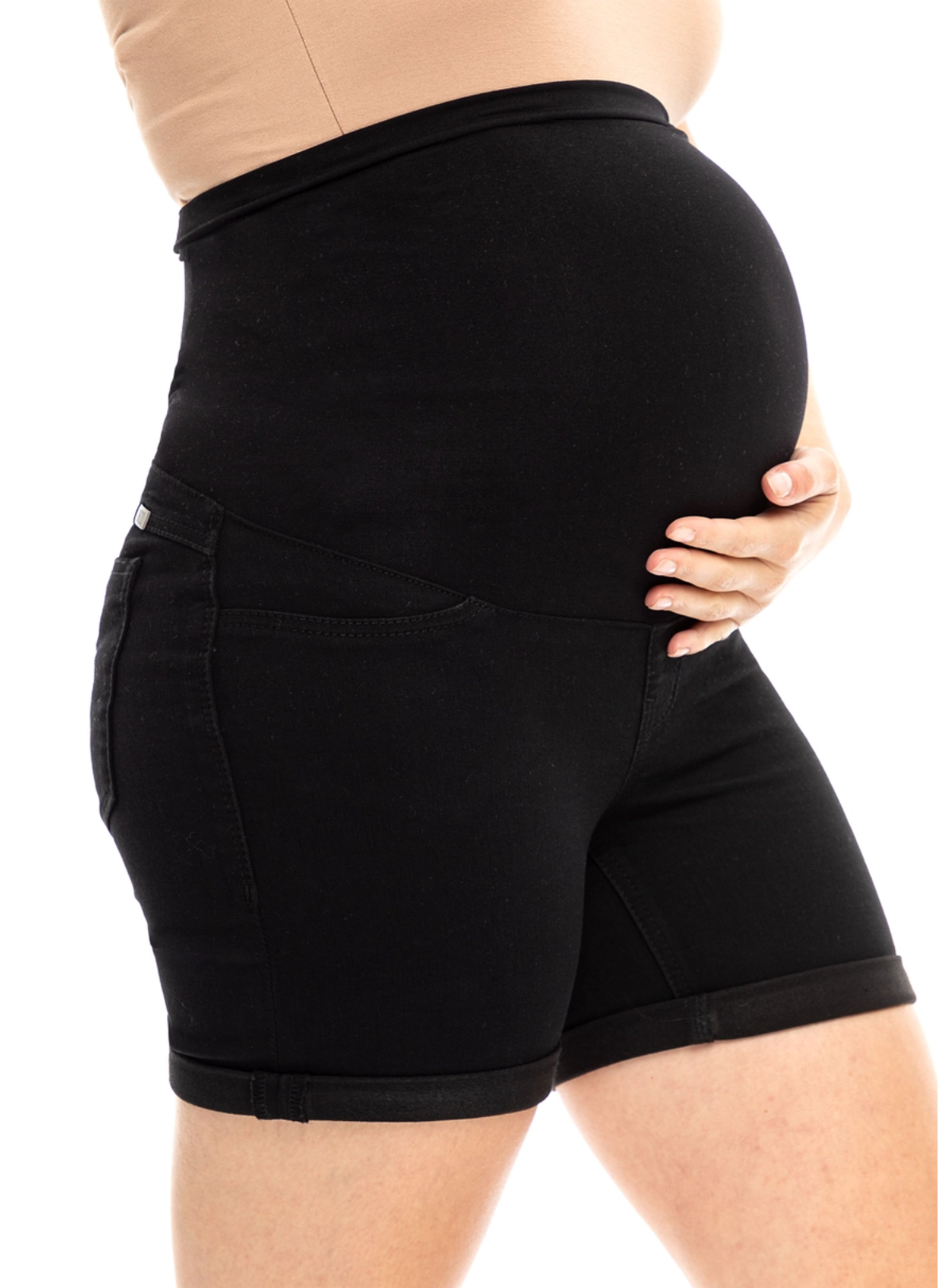 Maternity Roll Denim Shorts