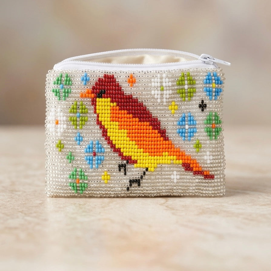 Bird Beaded coin purse