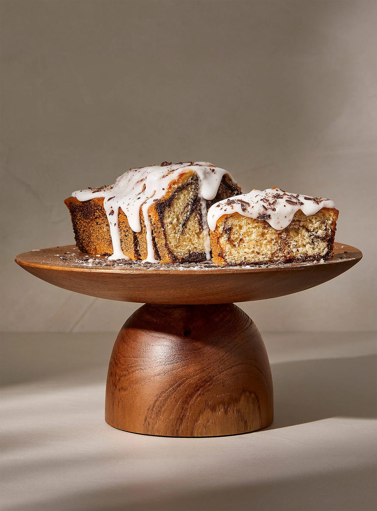 Plateau à gâteau en bois de teck