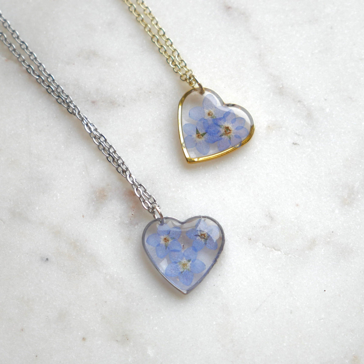 Collier Myosotis - grand coeur 20mm