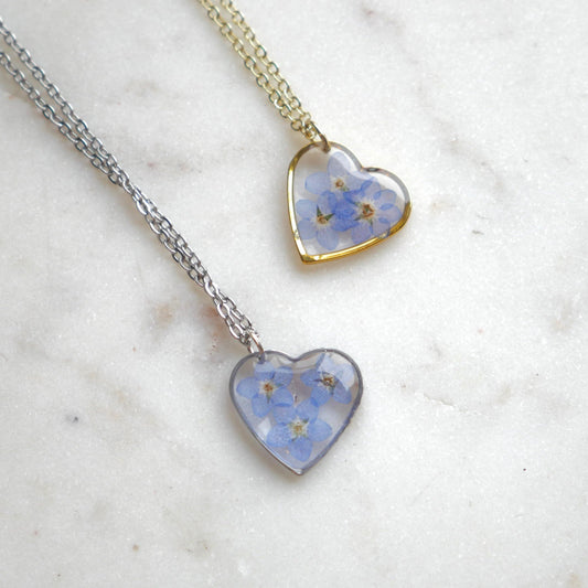 Collier Myosotis - grand coeur 20mm