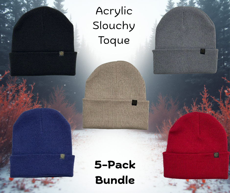 Acrylic Slouchy Toques - 5-Pack Bundle