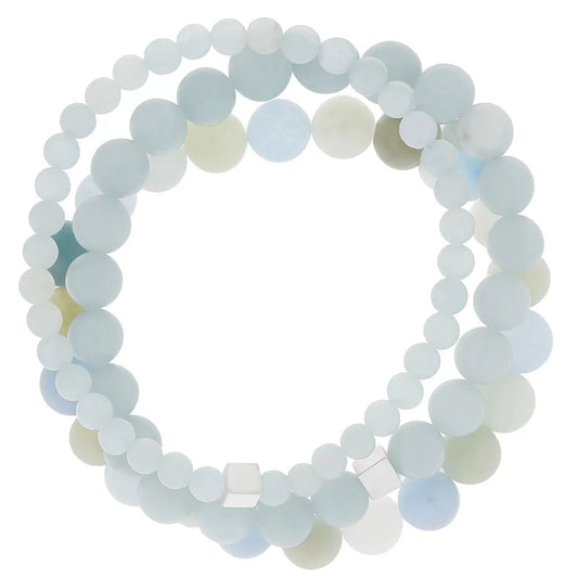 Breathe Deep Aquamarine Bracelet Stack