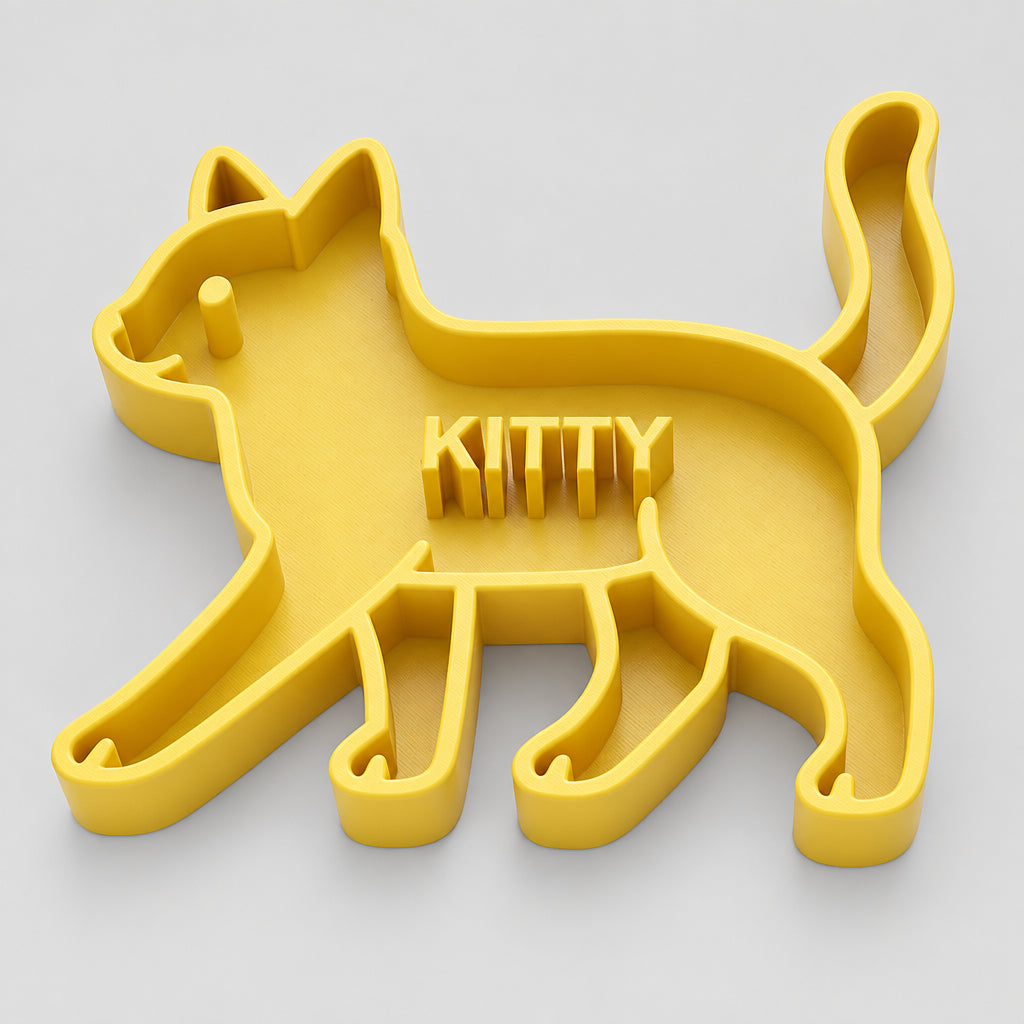 Personalized Pet Puzzle Feeder Bowl | Cat Shaped