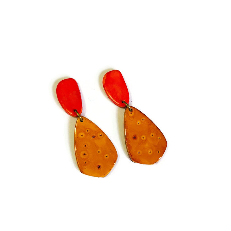 Colorful Teardrop Statement Earrings Handmade, Post or Clip On "Roxy"