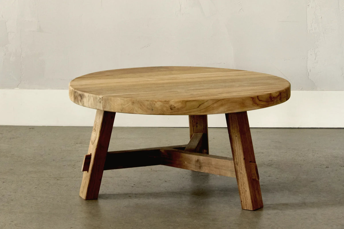 Table basse ronde en teck - collection Artisan