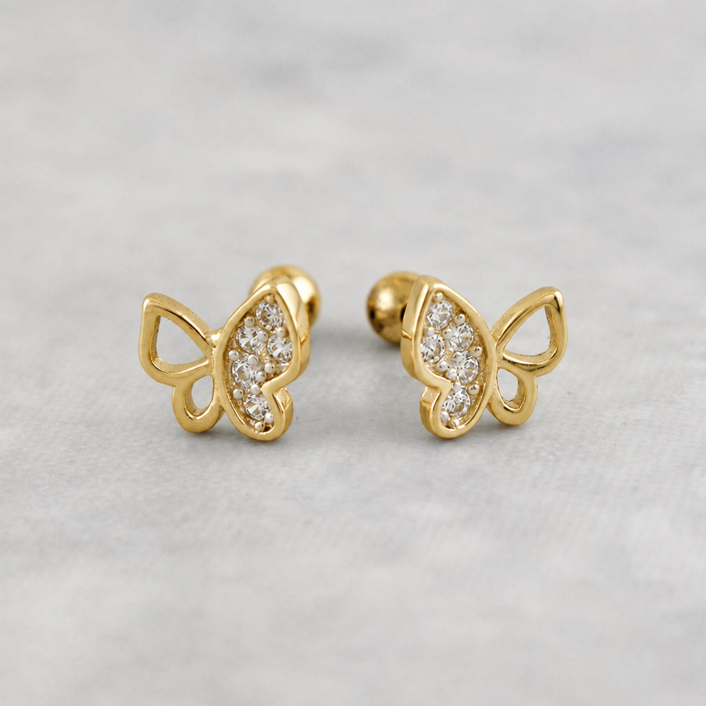 Boucles d'oreilles Papillons Scintillants en argent sterling