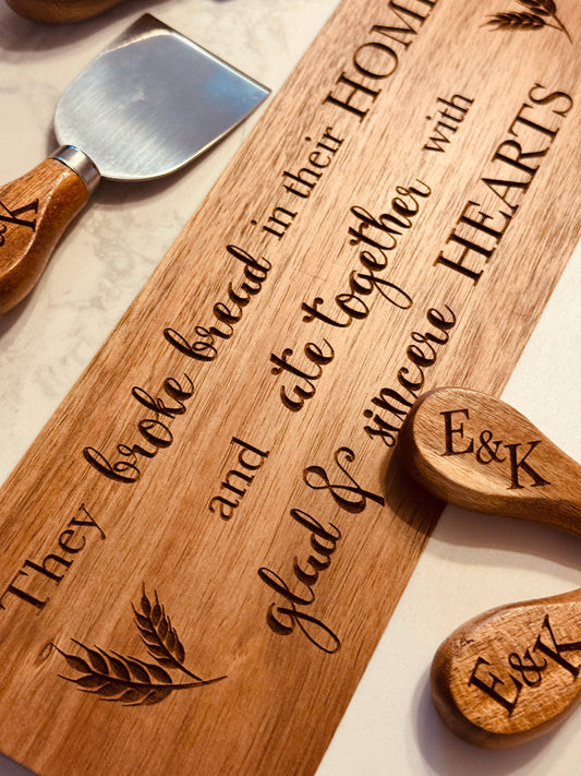 Personalized Marble & Acacia Charcuterie Set