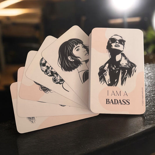 I AM A BADASS Affirmation Cards – 51 Bold Daily Quotes for Women – Tear-Proof, Water-Resistant Cards – Personalized Gift Box Option – Confidence & Self Love Mindset Deck - ROUGE BRANDS