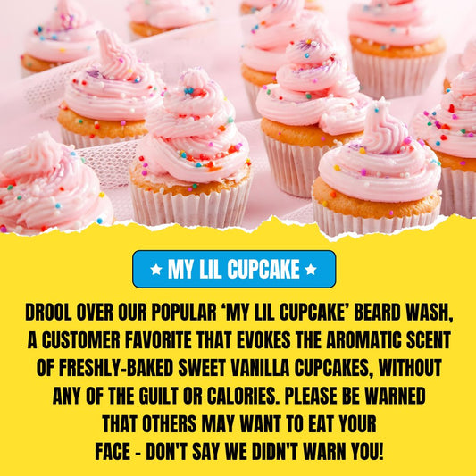 My Lil Cupcake Beard Wash (150ml) – Sweet Vanilla Cupcake with Creamy Buttercream Scent | Gentle Cleansing Beard Shampoo
