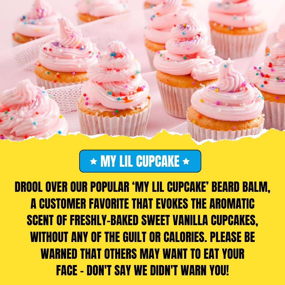 My Lil Cupcake Beard Balm (56g) – Sweet Vanilla Cupcake with Creamy Buttercream Scent | Strong Hold & Styling Balm