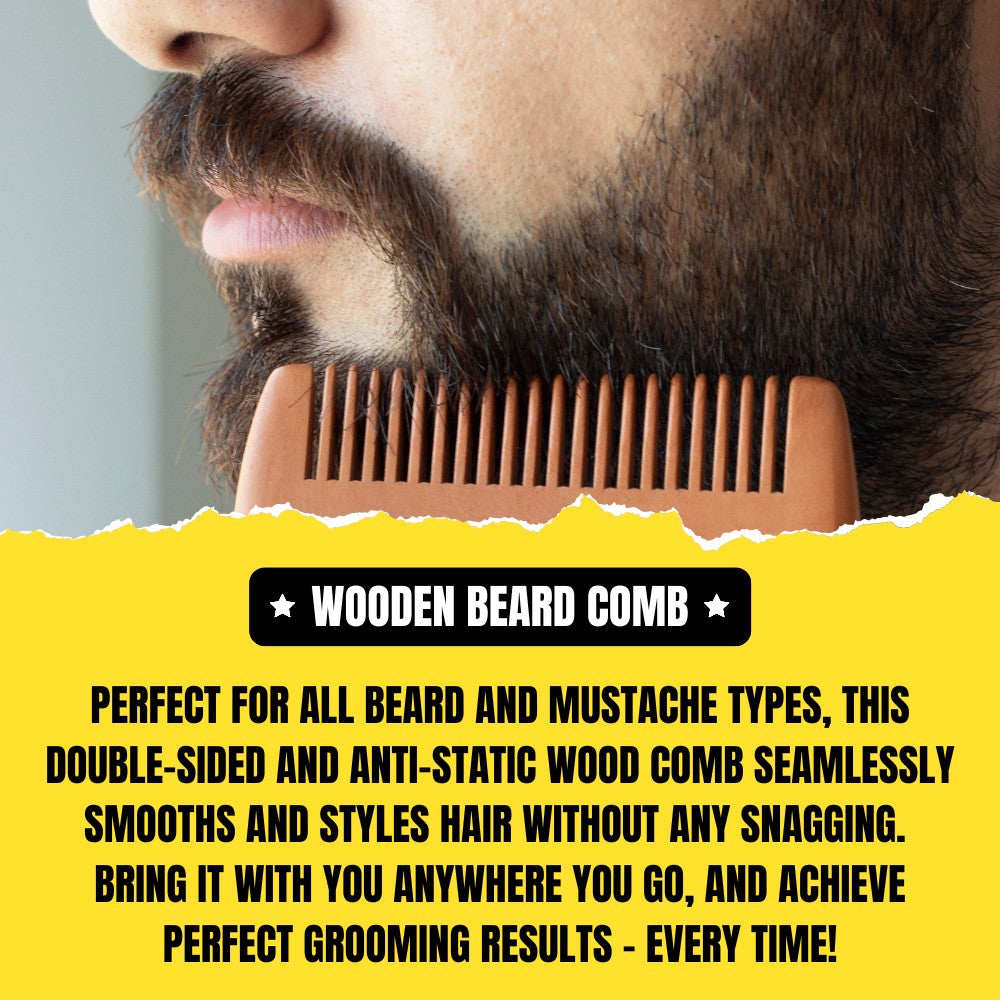 SoulSplitter Dual-Sided Beard Comb (Wooden) | Premium Detangling & Styling Comb | Grooming Tool | Handcrafted in Canada