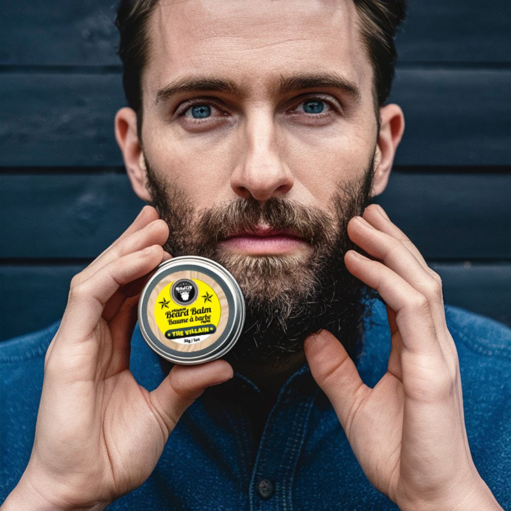 The Villain Beard Balm (56g) – Spiced Tobacco, Fresh Leather, Cognac & Bourbon with Creamy Vanilla | Strong Hold & Styling Balm