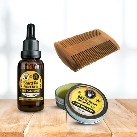 Beginner's Ritual Bundle (3-Piece Beard Care Set: Oil, Balm & Comb) | Complete Starter Beard Grooming Kit | Handcrafted in Canada
