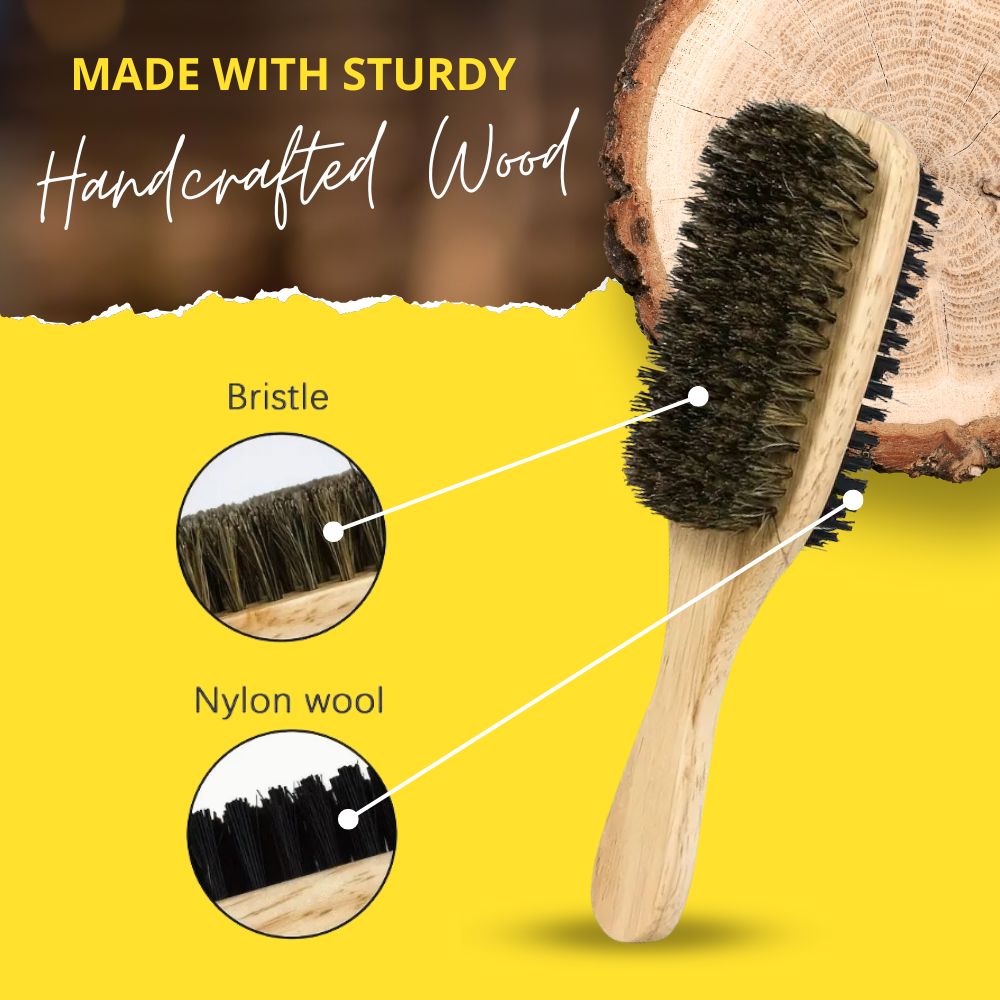 SoulStroker Premium Beard Brush (Wooden) | Dual Bristle Grooming Brush | Styling & Conditioning Tool | Handcrafted in Canada