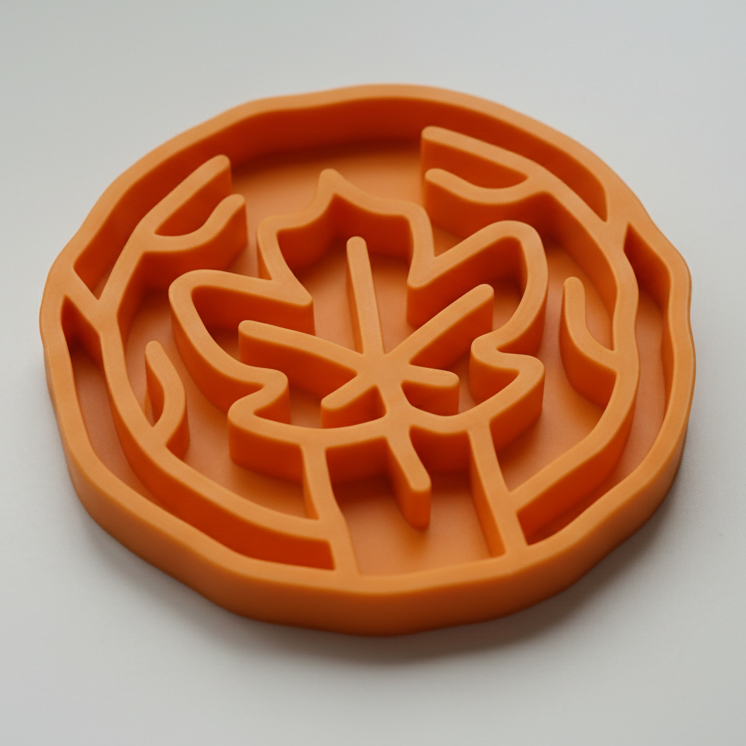 Slow Feeder Bowl for Dogs & Cats | Maple Leaf Design