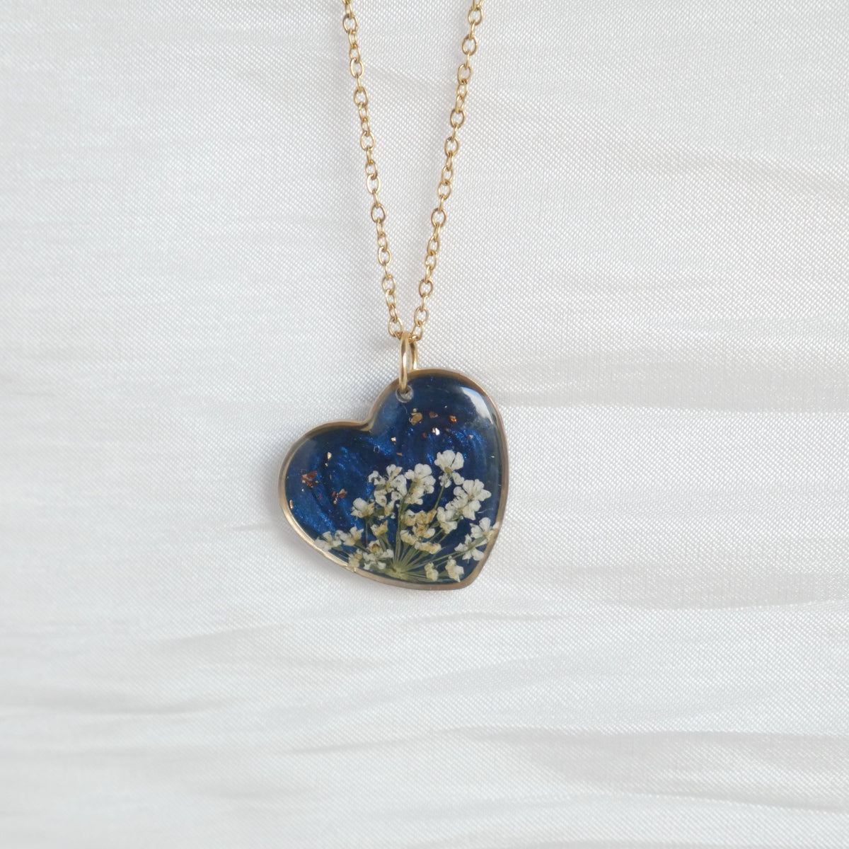 Collier céleste - fleurs de carottes coeur 20mm