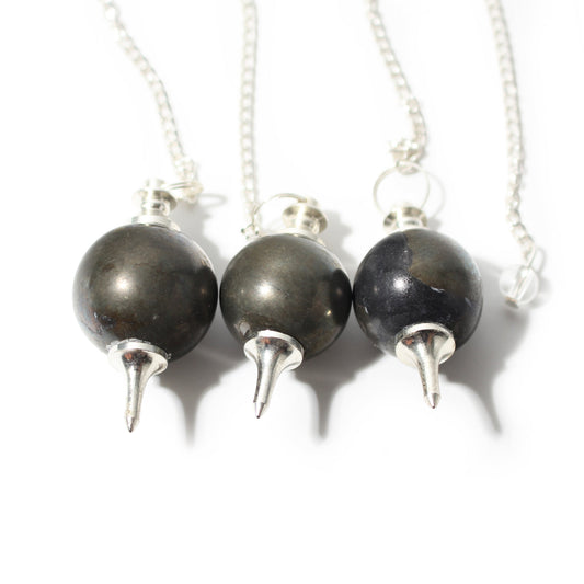 Pyrite Ball and Point Pendulum - 3 Pack