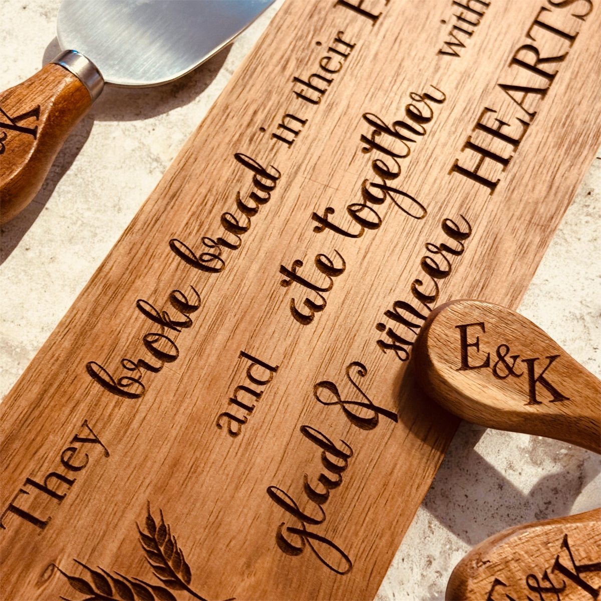 Personalized Marble & Acacia Charcuterie Set