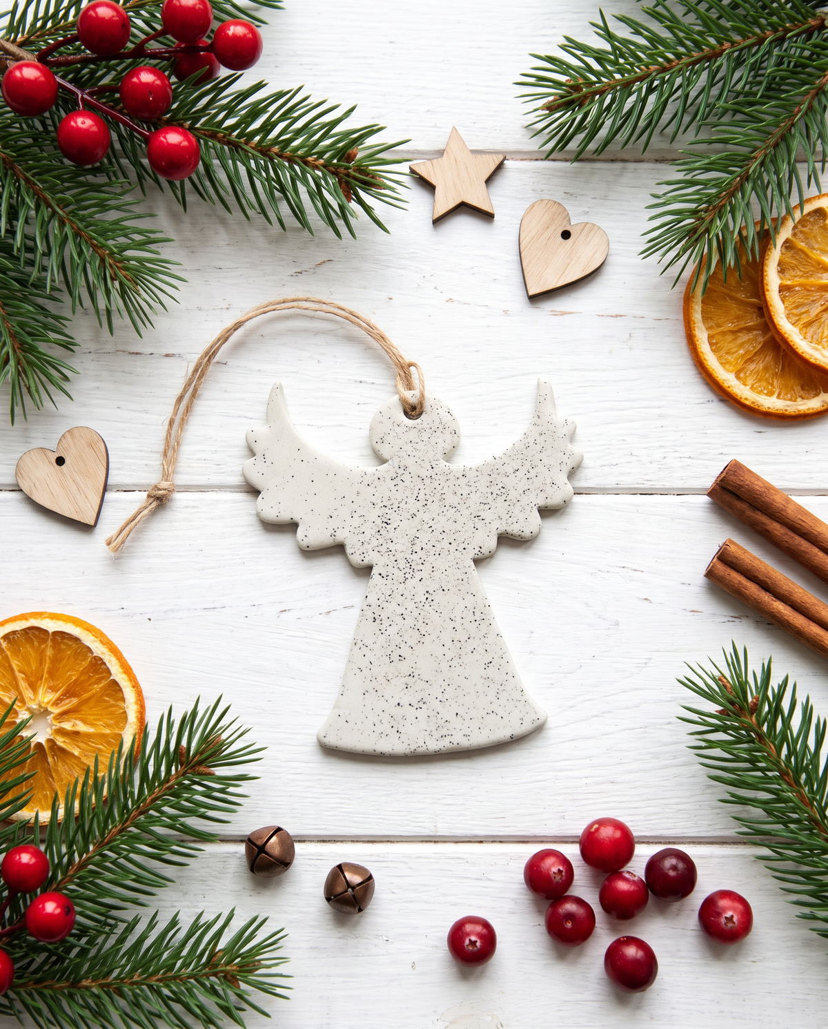 Angel Christmas Ornament Handmade from Clay