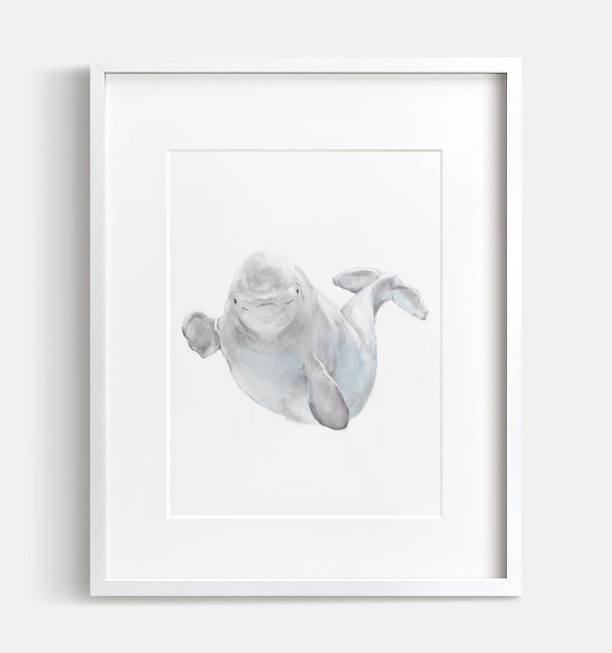 Baby Beluga Watercolor Art Print
