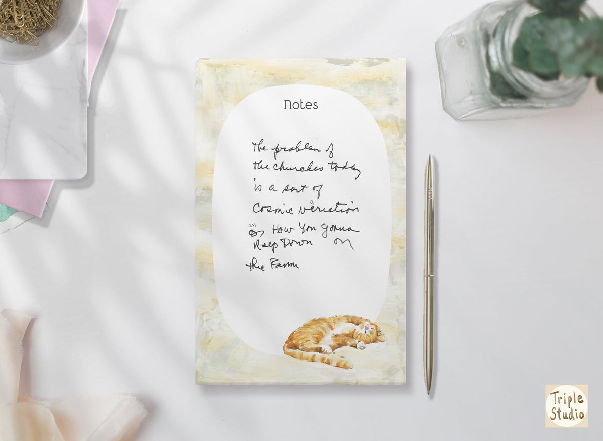 Orange Tabby Cat Watercolor Blank Notepad