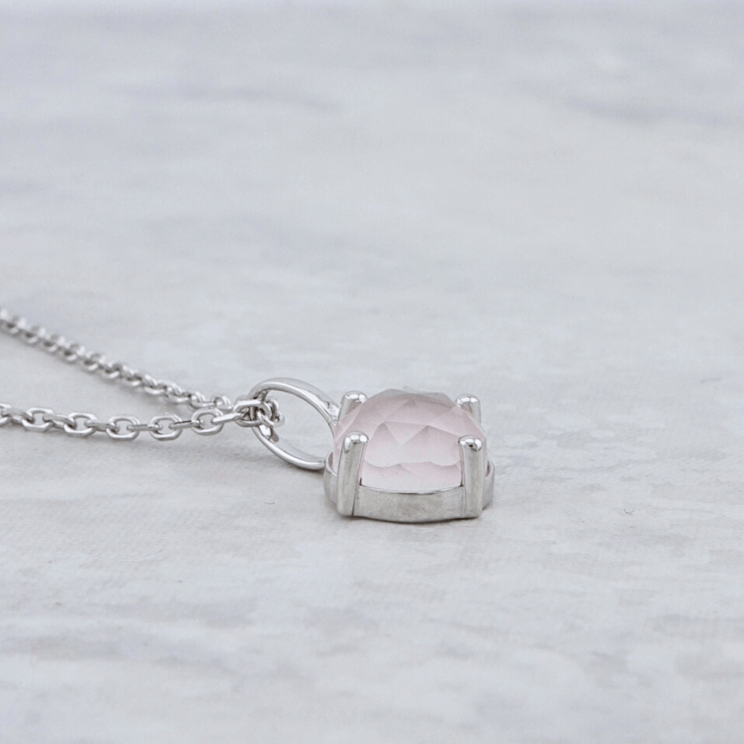 Collier et Quartz rose en argent sterling