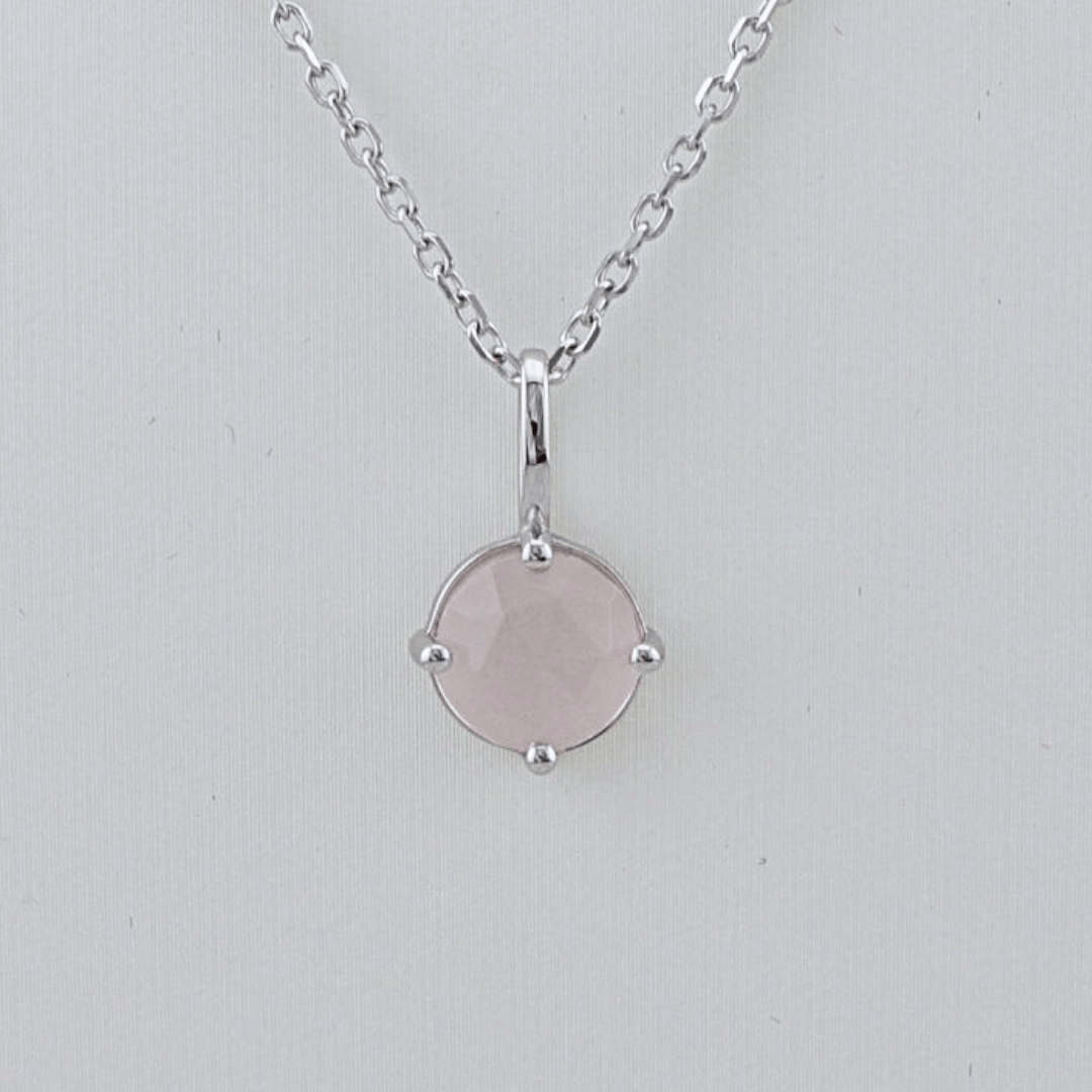 Collier et Quartz rose en argent sterling