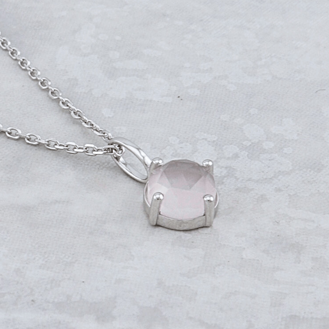 Collier et Quartz rose en argent sterling