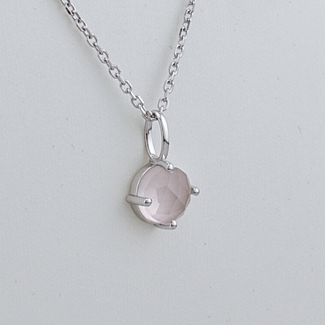 Collier et Quartz rose en argent sterling