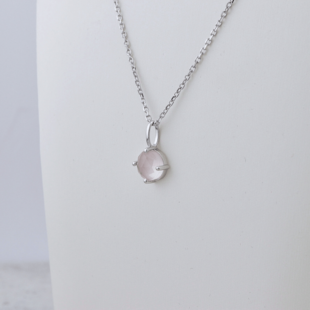 Collier et Quartz rose en argent sterling