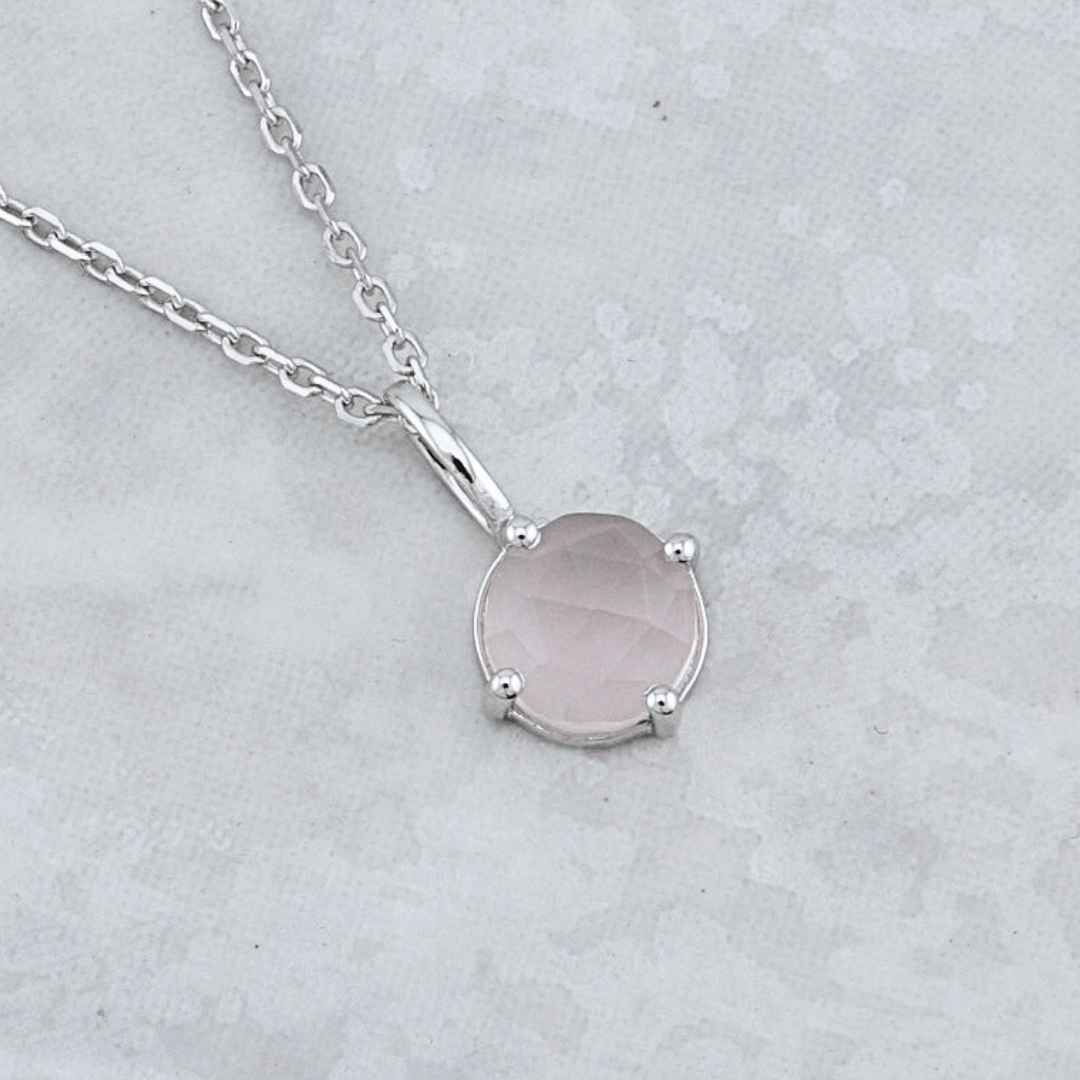 Collier et Quartz rose en argent sterling