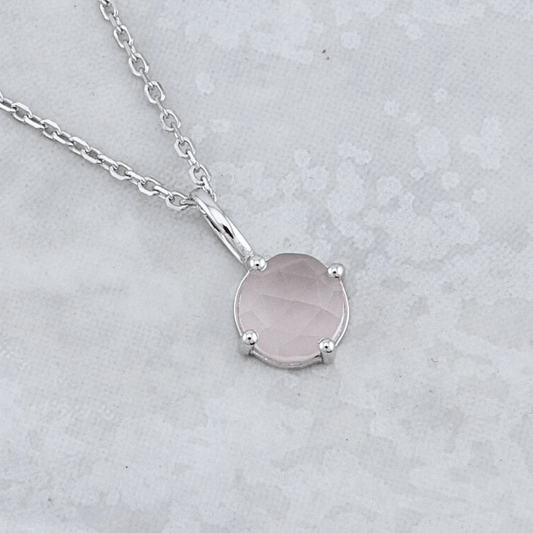 Collier et Quartz rose en argent sterling
