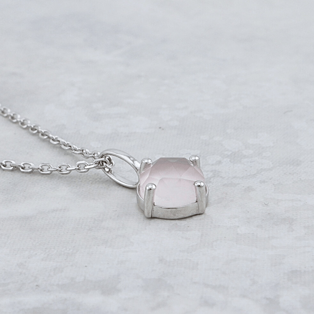 Collier et Quartz rose en argent sterling