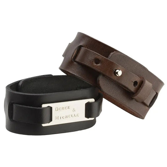Men's Black Leather Cuff
