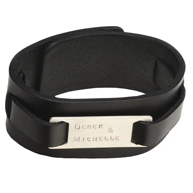 Men's Black Leather Cuff