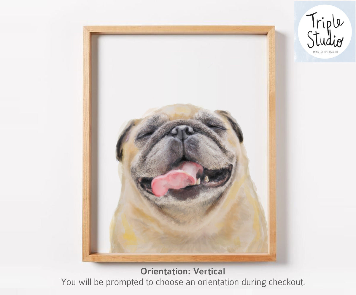 Happy Pug Art Print