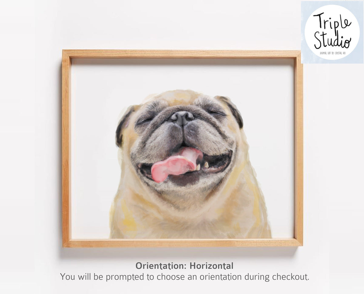 Happy Pug Art Print