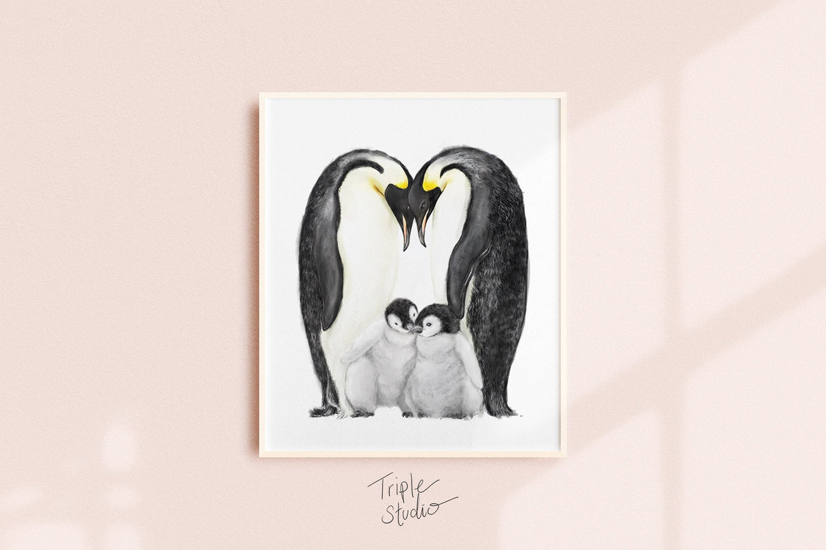 Personalized Family Wall Art | Penguin Family Painting
