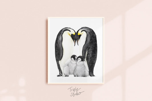 Personalized Family Wall Art | Penguin Family Painting