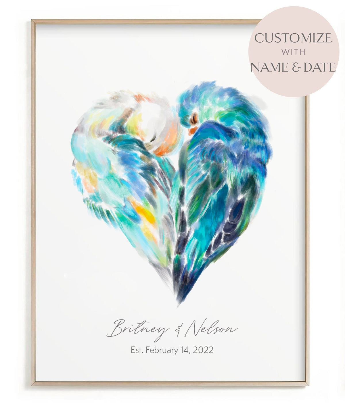 Personalized Lovebird Art Print