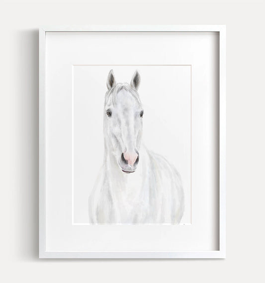White Horse Wall Art Print