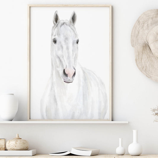 White Horse Wall Art Print