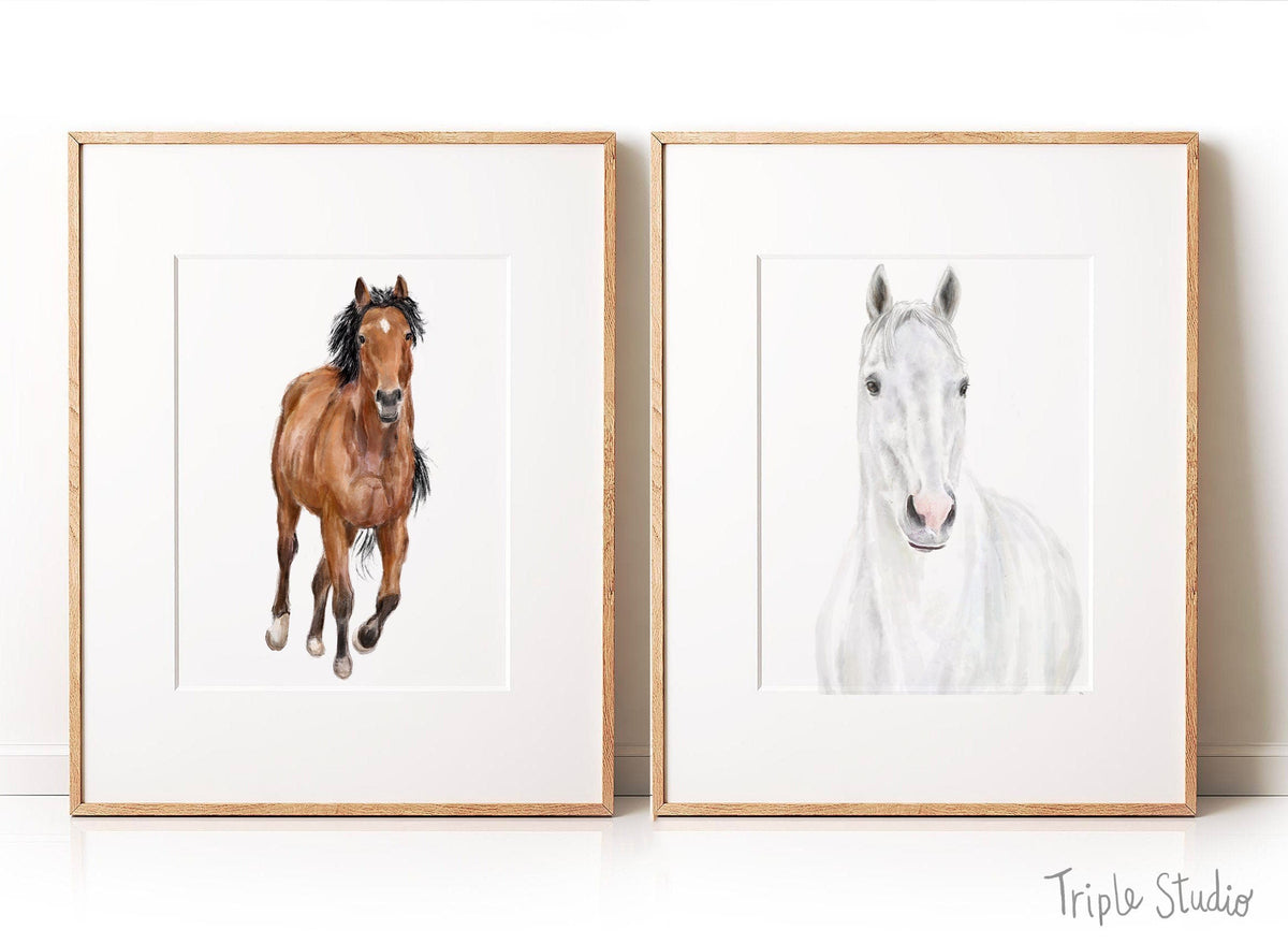 White Horse Wall Art Print