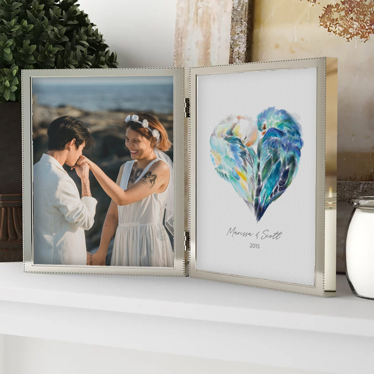 Personalized Lovebird Art Print